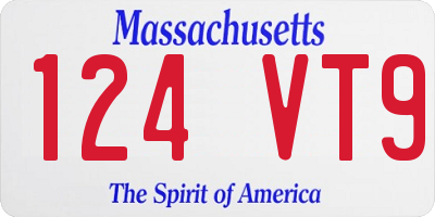 MA license plate 124VT9
