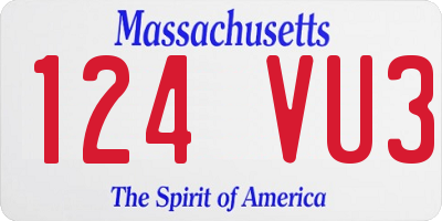 MA license plate 124VU3