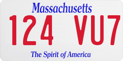 MA license plate 124VU7