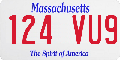 MA license plate 124VU9