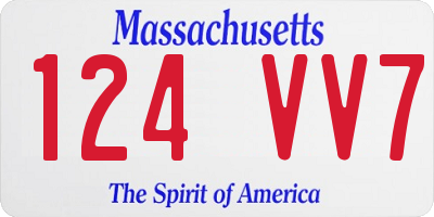 MA license plate 124VV7