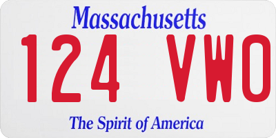MA license plate 124VW0