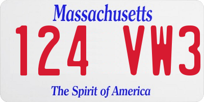 MA license plate 124VW3