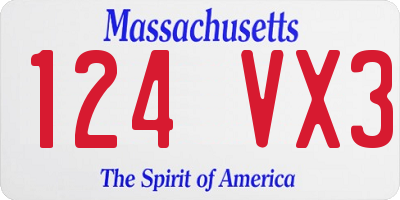 MA license plate 124VX3