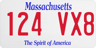 MA license plate 124VX8
