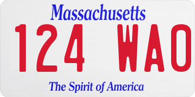 MA license plate 124WA0