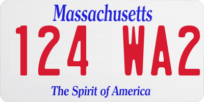 MA license plate 124WA2