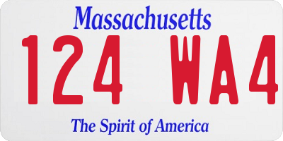 MA license plate 124WA4