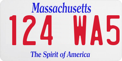 MA license plate 124WA5