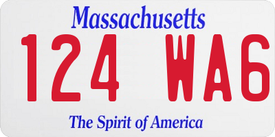 MA license plate 124WA6