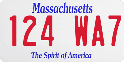 MA license plate 124WA7