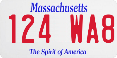 MA license plate 124WA8