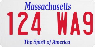 MA license plate 124WA9