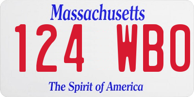 MA license plate 124WB0