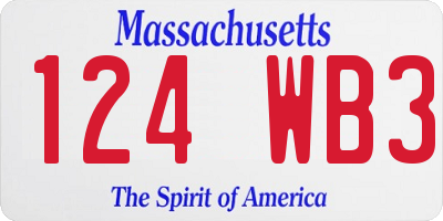 MA license plate 124WB3