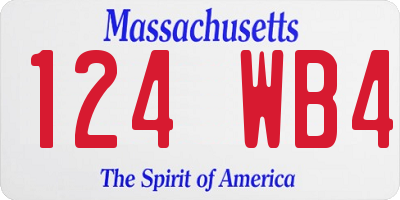 MA license plate 124WB4