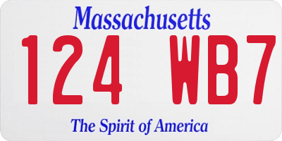MA license plate 124WB7