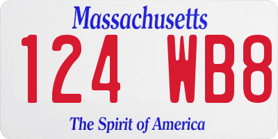 MA license plate 124WB8