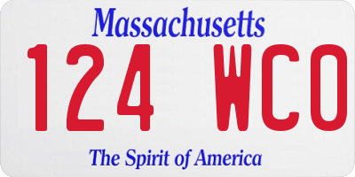MA license plate 124WC0