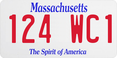 MA license plate 124WC1