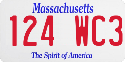 MA license plate 124WC3