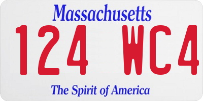MA license plate 124WC4