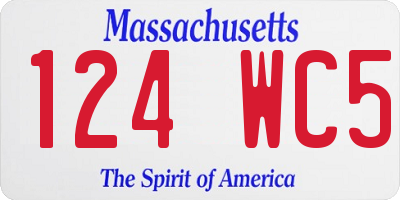 MA license plate 124WC5