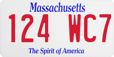 MA license plate 124WC7