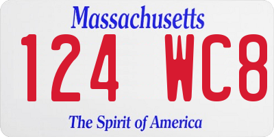 MA license plate 124WC8