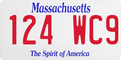 MA license plate 124WC9