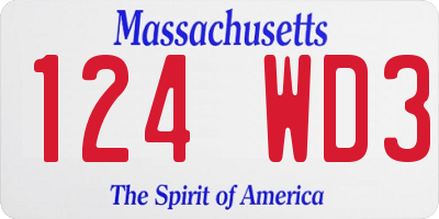MA license plate 124WD3
