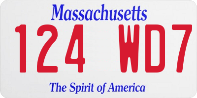MA license plate 124WD7