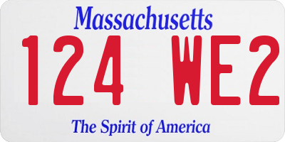 MA license plate 124WE2