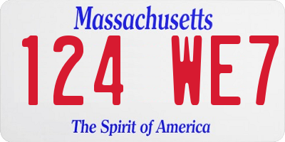 MA license plate 124WE7