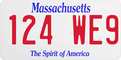 MA license plate 124WE9
