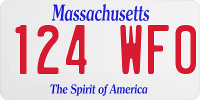 MA license plate 124WF0