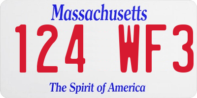 MA license plate 124WF3