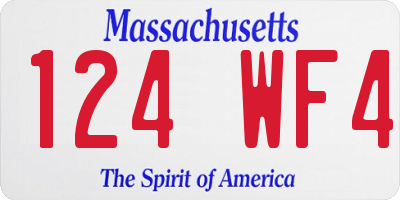 MA license plate 124WF4