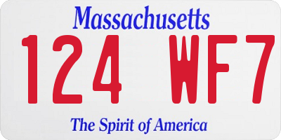 MA license plate 124WF7