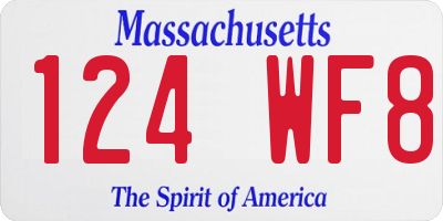 MA license plate 124WF8