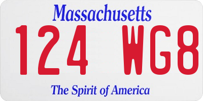 MA license plate 124WG8