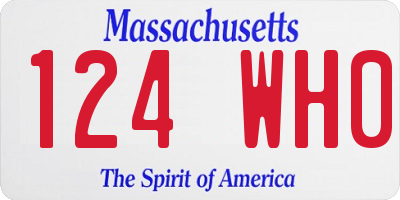 MA license plate 124WH0