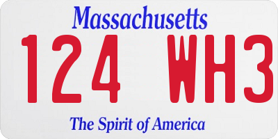 MA license plate 124WH3