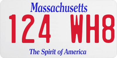 MA license plate 124WH8