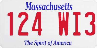 MA license plate 124WI3
