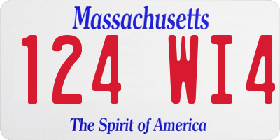 MA license plate 124WI4