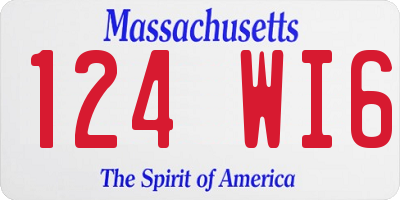 MA license plate 124WI6