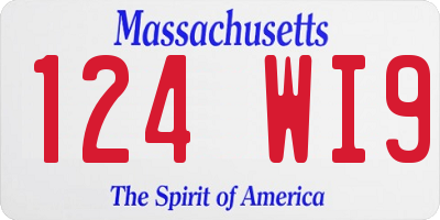MA license plate 124WI9