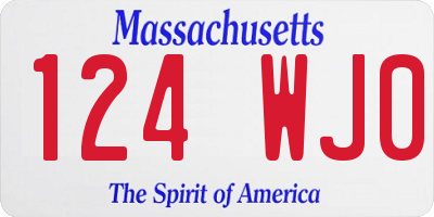 MA license plate 124WJ0