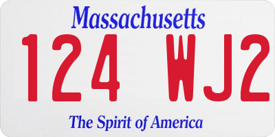 MA license plate 124WJ2